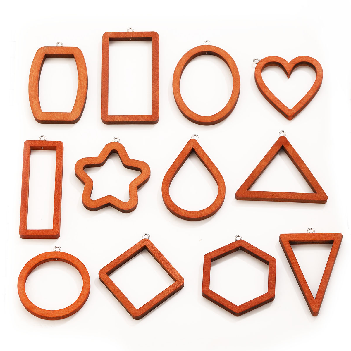 Resin Art Jewelry Kit - 10PCS Triangle Rectangle Wood Geometric Charms