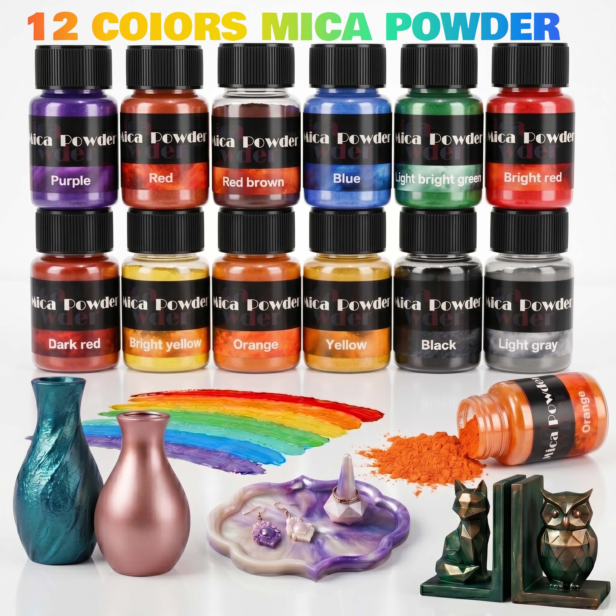 Pearl Powder Resin - 12-Color Gypsum Pigment Powder Dye DIY