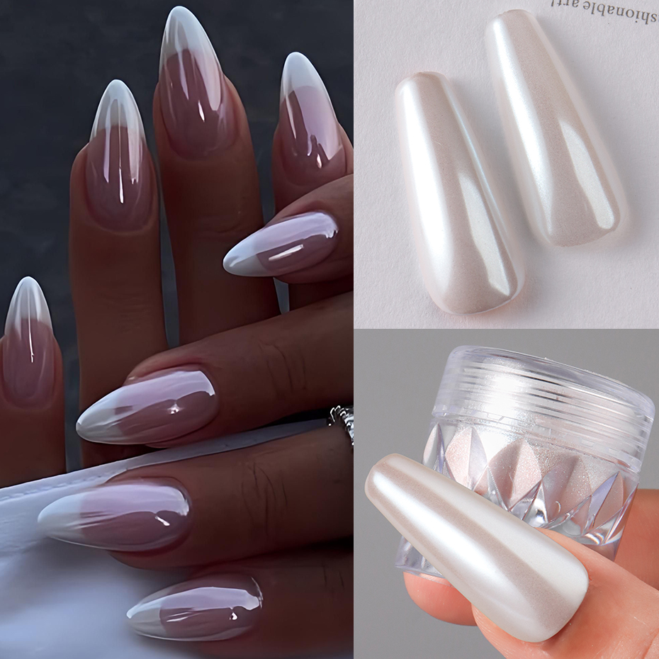 1 Box White Chrome Pearl Nail  - огляд і ціна Pearl Powder Resin