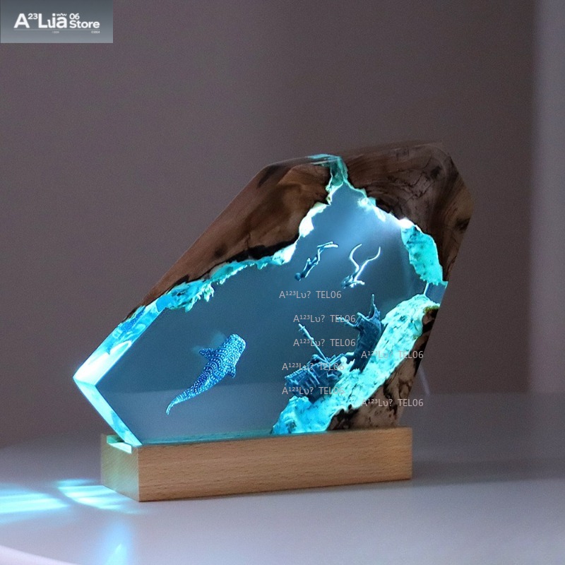 Wood Resin Night Light Ocean A - огляд і ціна Resin Art Light