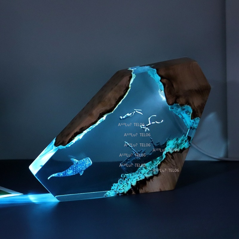 Wood Resin Night Light Ocean A - огляд і ціна Resin Art Light