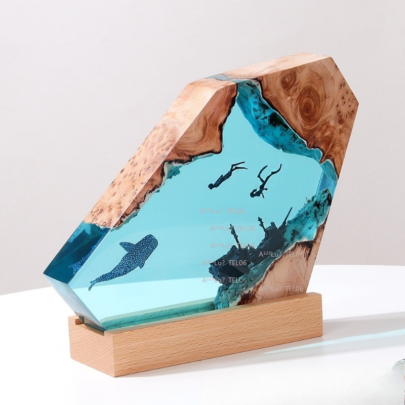 Wood Resin Night Light Ocean A - огляд і ціна Resin Art Light