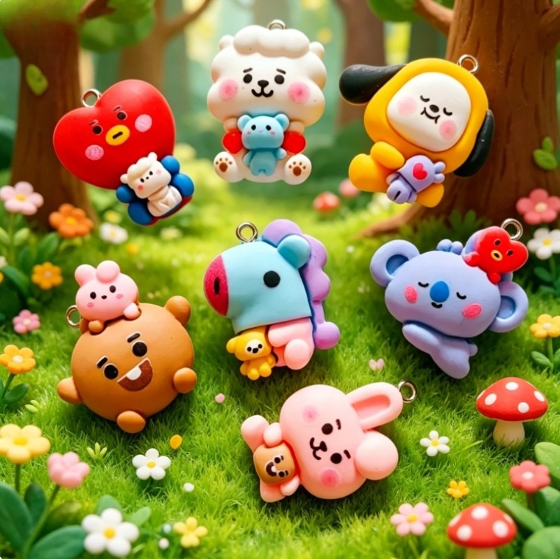 7pcs BT21 Resin Cartoon Charm  - огляд і ціна Resin Art Jewelry Kit