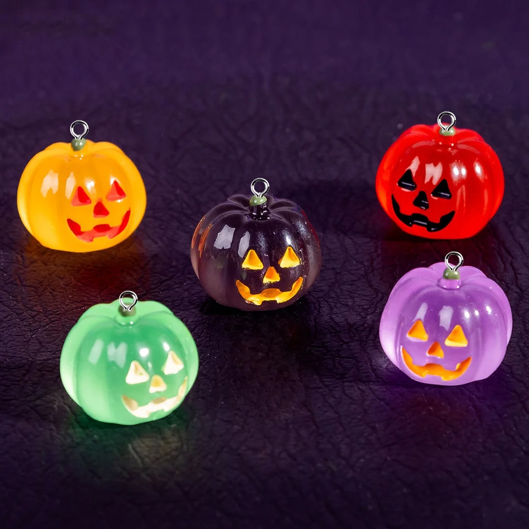 5Pcs Kawaii Luminous Pumpkin R - огляд і ціна Resin Art Keychain