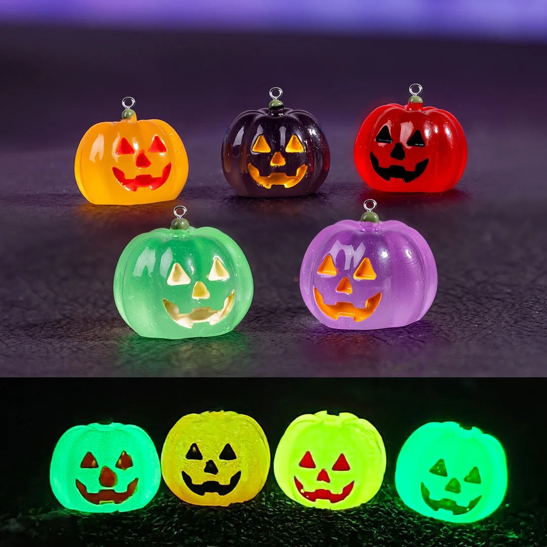 5Pcs Kawaii Luminous Pumpkin R - огляд і ціна Resin Art Keychain