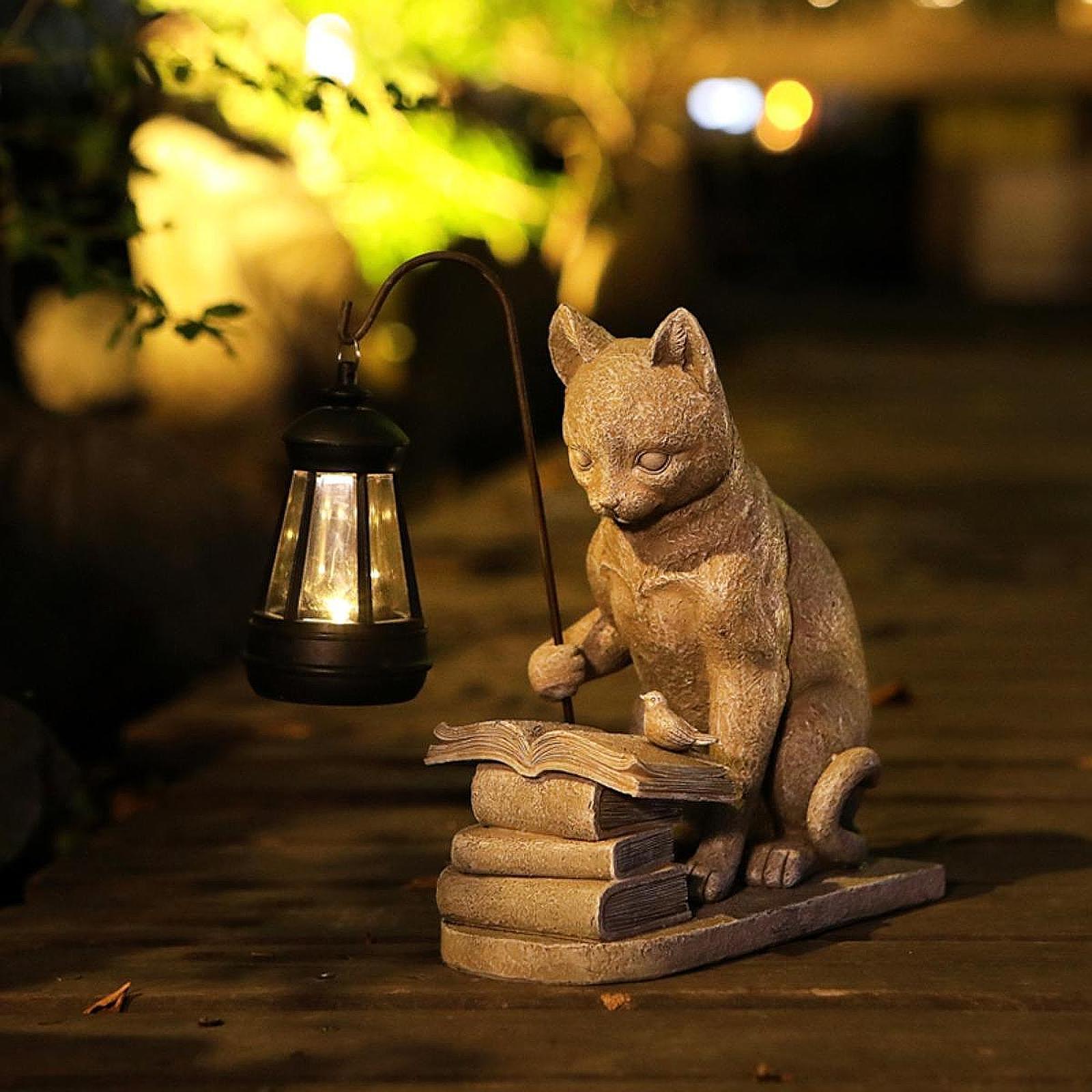 Cat Solar Garden Mini Statue S - огляд і ціна Resin Art Light