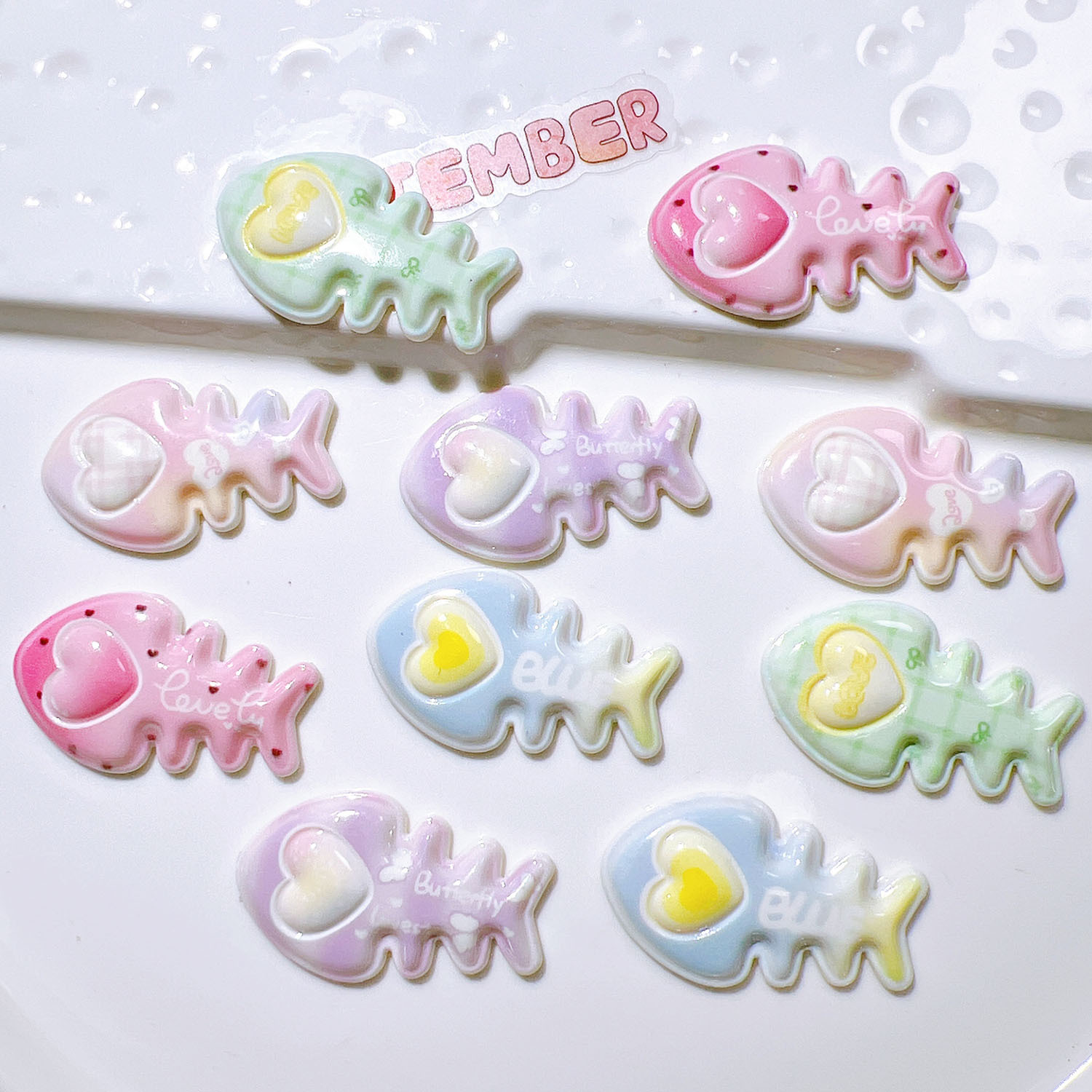 20Pcs Acrylic Fish Bones Plana - огляд і ціна Resin Art Phone Case